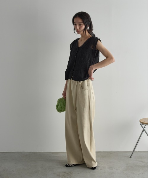 セール】コードレースフレンチスリーブコットンブラウス（シャツ