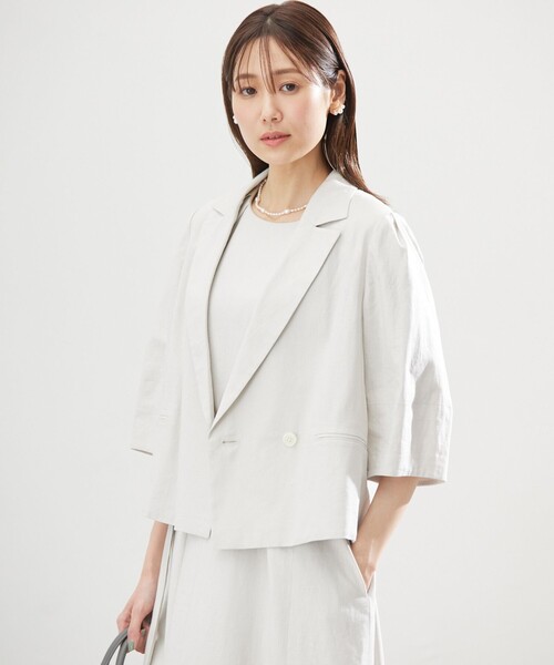 組曲（クミキョク）の「リネンレーヨン ジャケット（テーラードジャケット・レディース・ベージュ系/ネイビー系・2/3）」の19枚目の写真