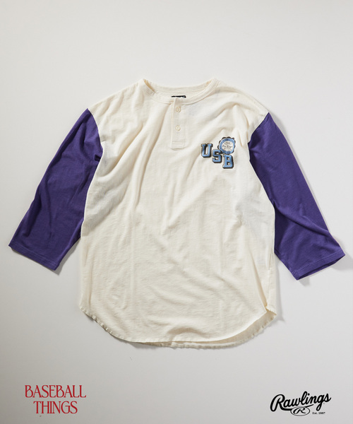 JOURNAL STANDARD relume(ジャーナルスタンダード レリューム)の「Rawlings / ローリングス 別注 SLAB BASEBALL 7S TEE(Tシャツ/カットソー・メンズ・ネイビー/イエロー/ブラック/レッド・MEDIUM/LARGE)」の1枚目の写真