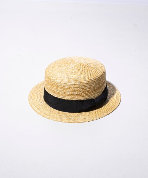 GLOSTER（グロスター）の「【GLOSTER/グロスター】STRAW BOATER HAT ストローハット 麦わら カンカン帽（ハット・メンズ・チャコールグレー/ブラック/ベージュ/アイボリー・FREE）」の4枚目の写真