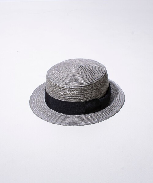 GLOSTER（グロスター）の「【GLOSTER/グロスター】STRAW BOATER HAT ストローハット 麦わら カンカン帽（ハット・メンズ・チャコールグレー/ブラック/ベージュ/アイボリー・FREE）」の3枚目の写真