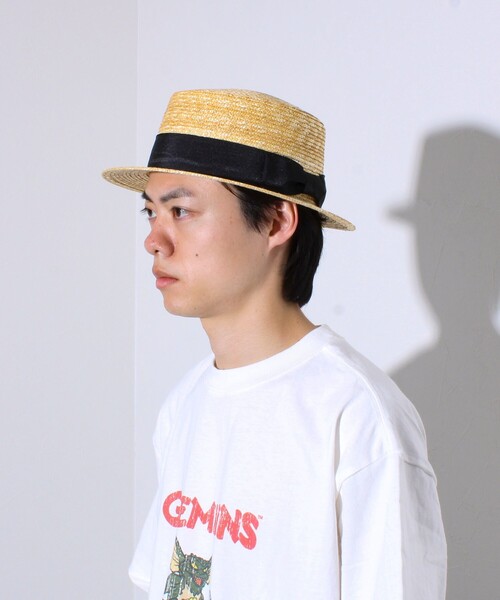 GLOSTER（グロスター）の「【GLOSTER/グロスター】STRAW BOATER HAT ストローハット 麦わら カンカン帽（ハット・メンズ・チャコールグレー/ブラック/ベージュ/アイボリー・FREE）」の7枚目の写真
