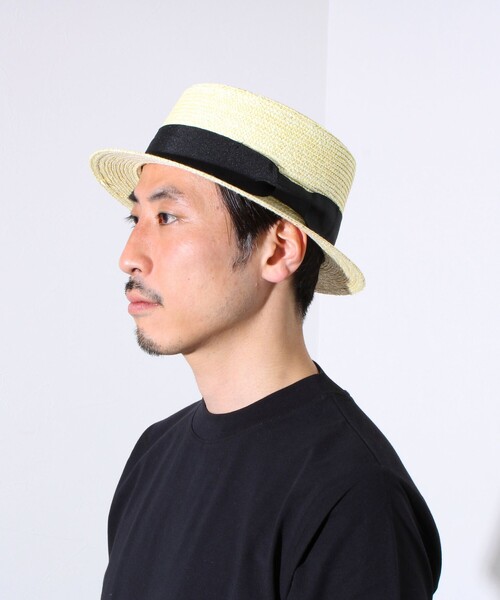 GLOSTER（グロスター）の「【GLOSTER/グロスター】STRAW BOATER HAT ストローハット 麦わら カンカン帽（ハット・メンズ・チャコールグレー/ブラック/ベージュ/アイボリー・FREE）」の9枚目の写真