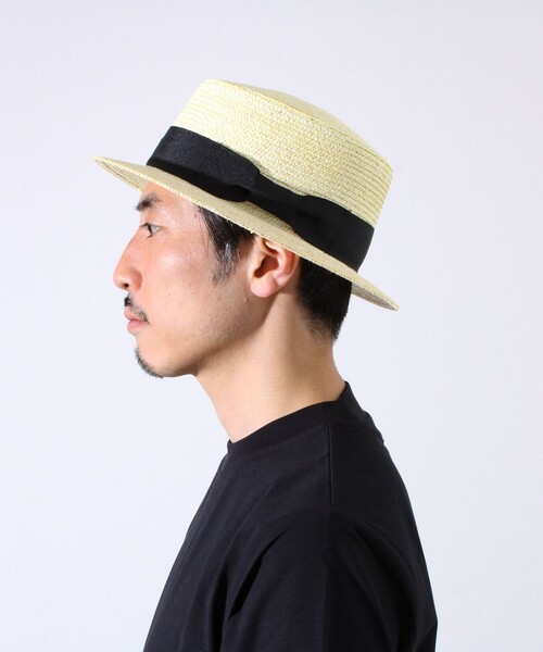 GLOSTER（グロスター）の「【GLOSTER/グロスター】STRAW BOATER HAT ストローハット 麦わら カンカン帽（ハット・メンズ・チャコールグレー/ブラック/ベージュ/アイボリー・FREE）」の10枚目の写真