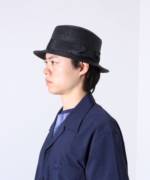 GLOSTER（グロスター）の「【GLOSTER/グロスター】STRAW BOATER HAT ストローハット 麦わら カンカン帽（ハット・メンズ・チャコールグレー/ブラック/ベージュ/アイボリー・FREE）」の11枚目の写真