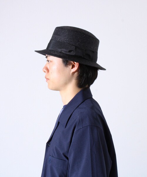 GLOSTER（グロスター）の「【GLOSTER/グロスター】STRAW BOATER HAT ストローハット 麦わら カンカン帽（ハット・メンズ・チャコールグレー/ブラック/ベージュ/アイボリー・FREE）」の12枚目の写真