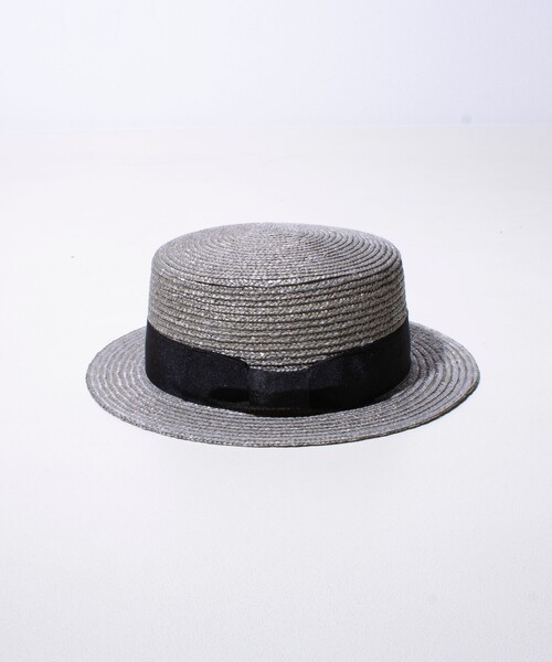 GLOSTER（グロスター）の「【GLOSTER/グロスター】STRAW BOATER HAT ストローハット 麦わら カンカン帽（ハット・メンズ・チャコールグレー/ブラック/ベージュ/アイボリー・FREE）」の16枚目の写真
