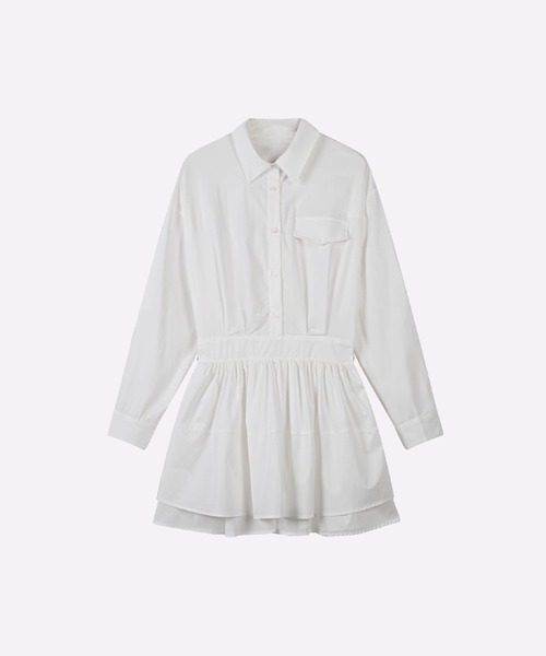 les fees love filles(レフェラブフィユ)の「Waisted Shirt One Piece(ワンピース・レディース・ホワイト/ブラック・FREE)」の2枚目の写真