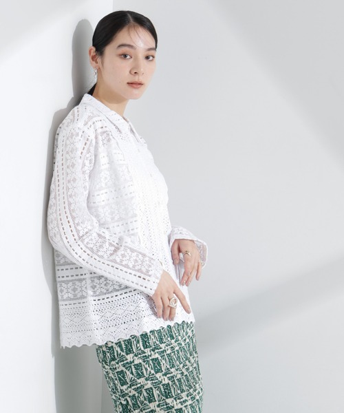 sara mallika(サラ マリカ)の「Sara mallika/COTTON BORDER LACE TOP(カーディガン/ボレロ・レディース・ホワイト・FREE)」の2枚目の写真