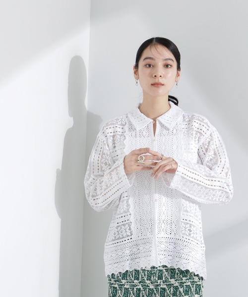 sara mallika(サラ マリカ)の「Sara mallika/COTTON BORDER LACE TOP(カーディガン/ボレロ・レディース・ホワイト・FREE)」の4枚目の写真