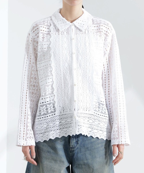 sara mallika(サラ マリカ)の「Sara mallika/COTTON BORDER LACE TOP(カーディガン/ボレロ・レディース・ホワイト・FREE)」の10枚目の写真