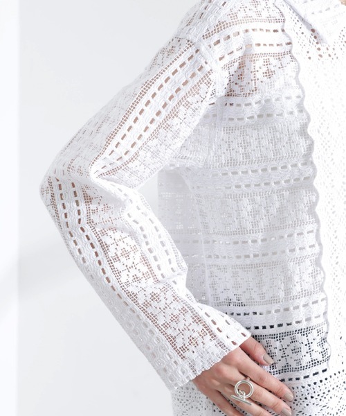 sara mallika(サラ マリカ)の「Sara mallika/COTTON BORDER LACE TOP(カーディガン/ボレロ・レディース・ホワイト・FREE)」の14枚目の写真