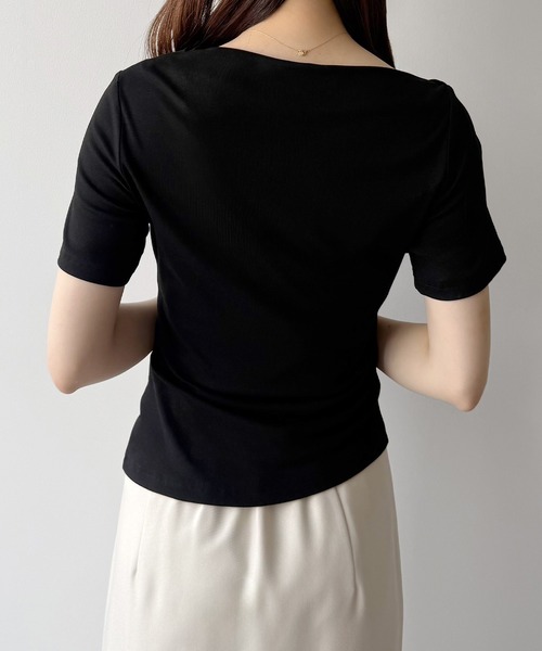 mipiarl（ミピアール）の「(薄手)裾デザインドレープカットソー（Tシャツ/カットソー・レディース・ブラック/ピンクベージュ/ホワイト/杢グレー/チャコール・SMALL/MEDIUM/LARGE/X-LARGE）」の17枚目の写真