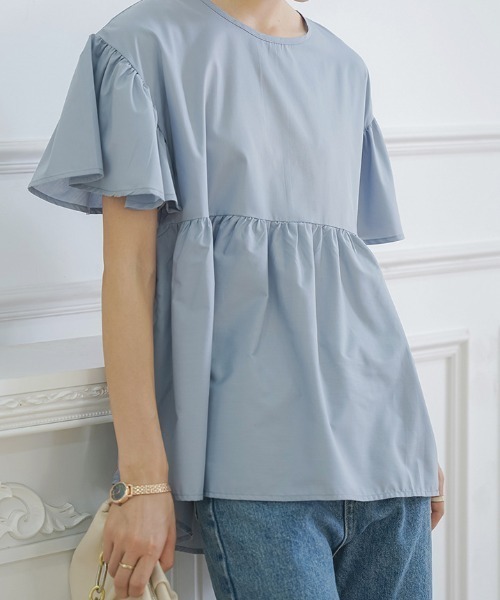 Teem Store(チームストア)の「バルーン袖ティアード半袖ブラウス(シャツ/ブラウス・レディース・ブルー/ブラック/アイボリー/ホワイト・M/L)」の19枚目の写真