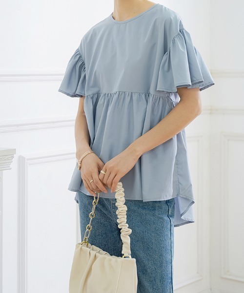 Teem Store(チームストア)の「バルーン袖ティアード半袖ブラウス(シャツ/ブラウス・レディース・ブルー/ブラック/アイボリー/ホワイト・M/L)」の20枚目の写真