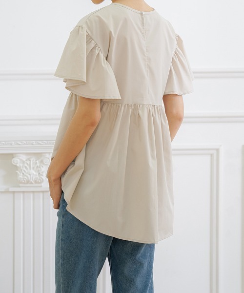 Teem Store(チームストア)の「バルーン袖ティアード半袖ブラウス(シャツ/ブラウス・レディース・ブルー/ブラック/アイボリー/ホワイト・M/L)」の10枚目の写真