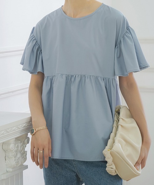 Teem Store(チームストア)の「バルーン袖ティアード半袖ブラウス(シャツ/ブラウス・レディース・ブルー/ブラック/アイボリー/ホワイト・M/L)」の21枚目の写真