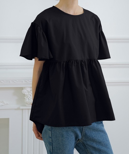 Teem Store(チームストア)の「バルーン袖ティアード半袖ブラウス(シャツ/ブラウス・レディース・ブルー/ブラック/アイボリー/ホワイト・M/L)」の17枚目の写真