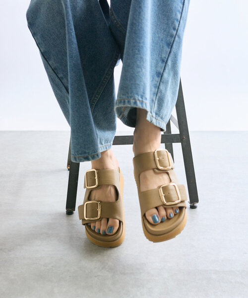 RIVE DROITE(リヴドロワ)の「【R.good(アールドットグッド)】Wバックルサンダル(サンダル・レディース・ブラック/ベージュ・SMALL/MEDIUM/LARGE)」の8枚目の写真