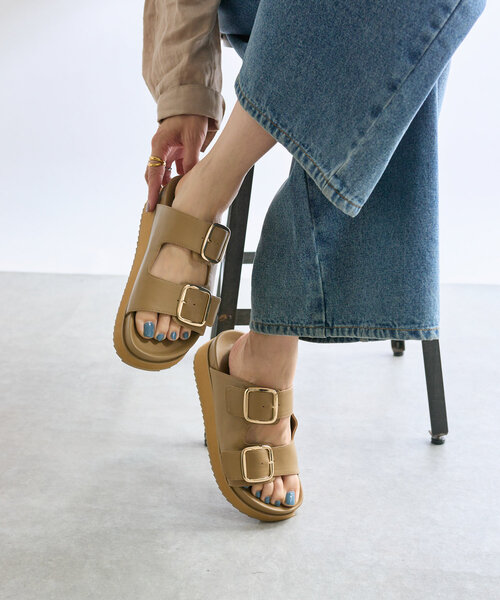 RIVE DROITE(リヴドロワ)の「【R.good(アールドットグッド)】Wバックルサンダル(サンダル・レディース・ブラック/ベージュ・SMALL/MEDIUM/LARGE)」の9枚目の写真