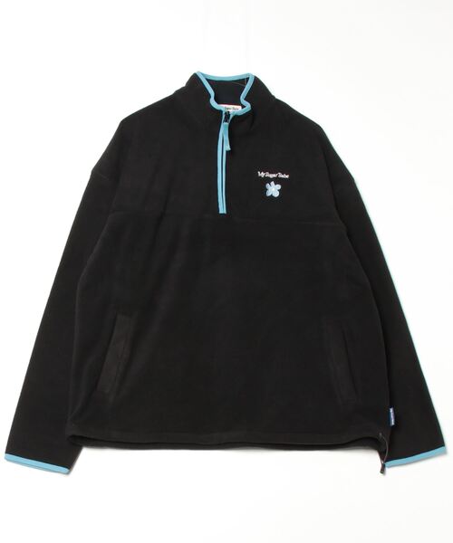 My sugar Babe（マイシュガーベイブ）の「writing flower logo fleece half zip（スウェット・メンズ・ブラック/グレー・MEDIUM/LARGE）」の2枚目の写真