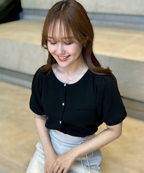 31 Sons de mode（トランテアン　ソン　ドゥ　モード）の「ビジューカーディガン（カーディガン/ボレロ・レディース・ピンク/オフホワイト/ブルー/ブラック・フリー）」の3枚目の写真