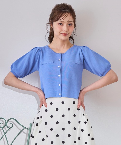 31 Sons de mode（トランテアン　ソン　ドゥ　モード）の「ビジューカーディガン（カーディガン/ボレロ・レディース・ピンク/オフホワイト/ブルー/ブラック・フリー）」の10枚目の写真