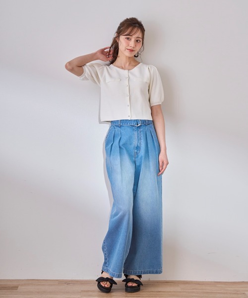 31 Sons de mode（トランテアン　ソン　ドゥ　モード）の「ビジューカーディガン（カーディガン/ボレロ・レディース・ピンク/オフホワイト/ブルー/ブラック・フリー）」の13枚目の写真