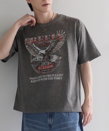 オーバーサイズ ビンテージ調 昇華プリント半袖Tシャツ