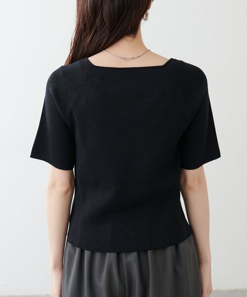 natural couture(ナチュラルクチュール)の「【WEB限定】スクエアネックリブ半袖ニット(ニット/セーター・レディース・ピンク/イエロー/サックスブルー/ブラック/オフホワイト・FREE)」の22枚目の写真