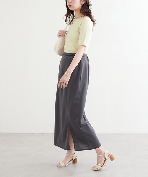 natural couture(ナチュラルクチュール)の「【WEB限定】スクエアネックリブ半袖ニット(ニット/セーター・レディース・ピンク/イエロー/サックスブルー/ブラック/オフホワイト・FREE)」の13枚目の写真