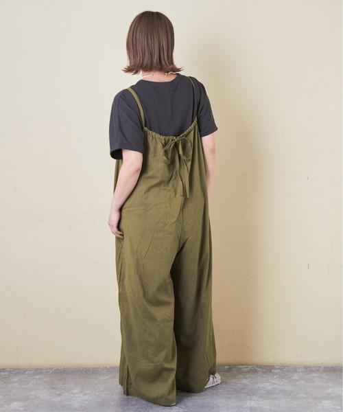 CUBE SUGAR（キューブシュガー）の「インドコットンギャザーワイドサロペット（サロペット/オーバーオール・レディース・ブラック/カーキ/ベージュ/イエロー/オレンジ・M）」の16枚目の写真