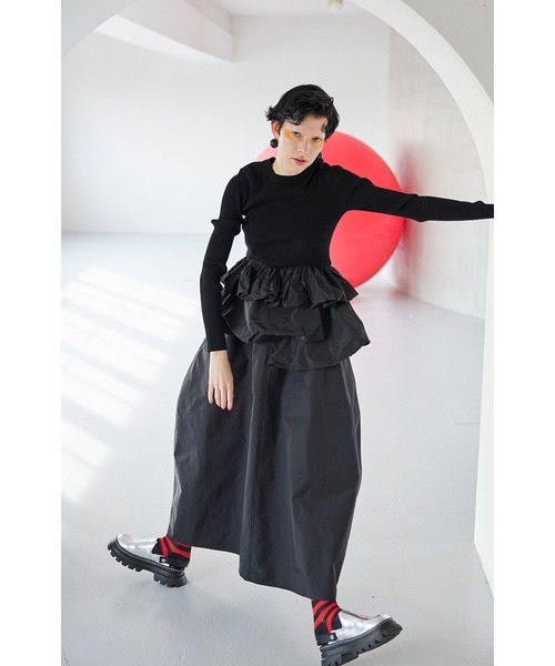 セール】BALLOON PEPLUM KNIT TOP（ニット/セーター）｜OMMO（オーエム