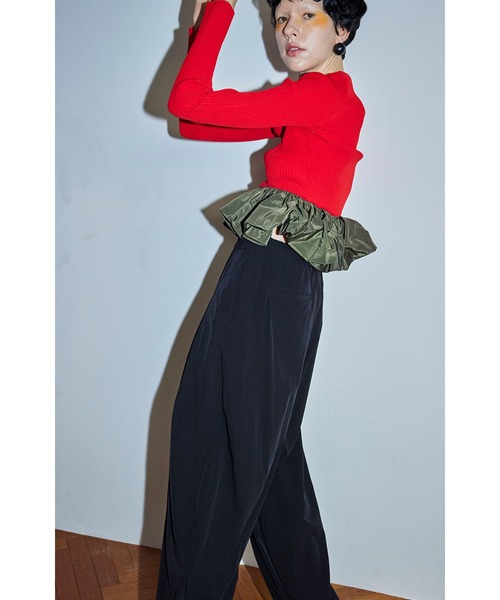 ニット セーター BALLOON PEPLUM KNIT TOP レディース BALLOON PEPLUM KNIT TOP（ニット/セーター）｜OMMO（オーエム