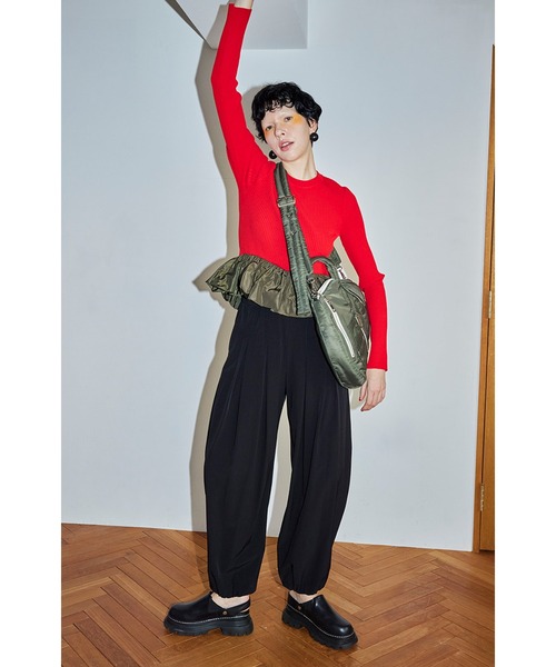 BALLOON PEPLUM KNIT TOP（ニット/セーター）｜OMMO（オーエム