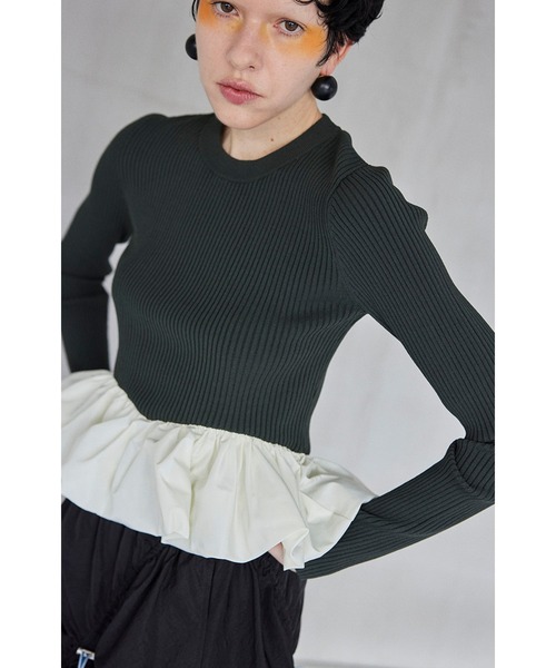 ニット セーター BALLOON PEPLUM KNIT TOP レディース BALLOON PEPLUM KNIT TOP（ニット/セーター）｜OMMO（オーエム