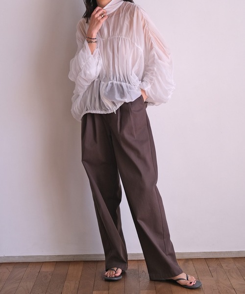 AKTE（アクテ）の「シアーギャザーブルゾン（ブルゾン・レディース・ホワイト/ブラック・FREE）」の7枚目の写真