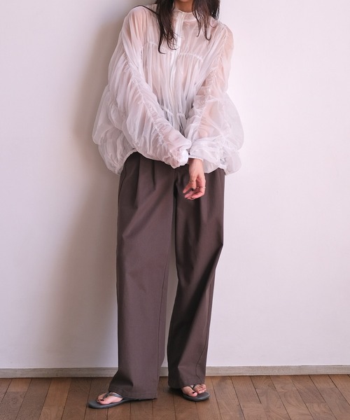 AKTE（アクテ）の「シアーギャザーブルゾン（ブルゾン・レディース・ホワイト/ブラック・FREE）」の8枚目の写真