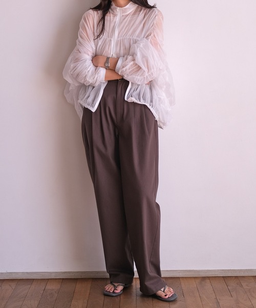 AKTE（アクテ）の「シアーギャザーブルゾン（ブルゾン・レディース・ホワイト/ブラック・FREE）」の10枚目の写真