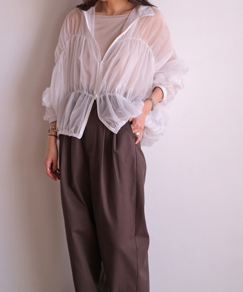 AKTE（アクテ）の「シアーギャザーブルゾン（ブルゾン・レディース・ホワイト/ブラック・FREE）」の11枚目の写真