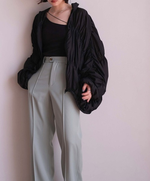 AKTE（アクテ）の「シアーギャザーブルゾン（ブルゾン・レディース・ホワイト/ブラック・FREE）」の13枚目の写真