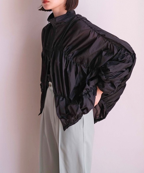AKTE（アクテ）の「シアーギャザーブルゾン（ブルゾン・レディース・ホワイト/ブラック・FREE）」の14枚目の写真