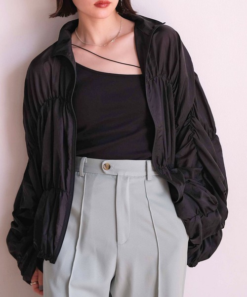 AKTE（アクテ）の「シアーギャザーブルゾン（ブルゾン・レディース・ホワイト/ブラック・FREE）」の16枚目の写真