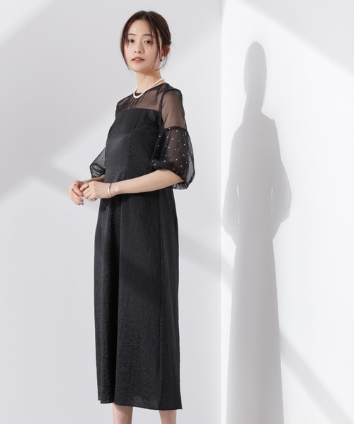 kaene(カエン)の「kaene/デザインオーガンミックスドレス(ドレス・レディース・ブラック・S/XS)」の3枚目の写真