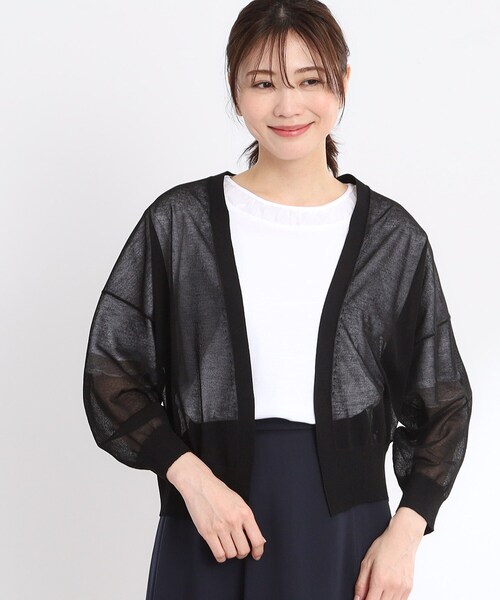 夏SALE／手洗い可】キレイめシアーカーディガン（カーディガン