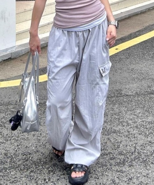 【MUCENT】GROSS NYLON CARGO PANTS_UNISEX ☆韓国人気☆ セール】【日本未発売/WEB限定】MUCENT(ムセント)/ワイド ルーズ