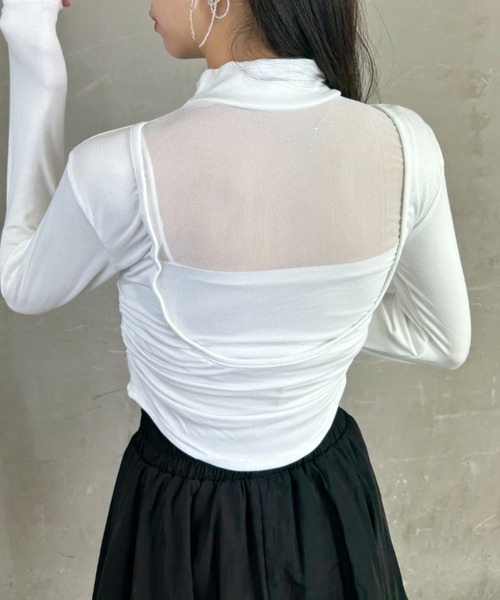 ｔｏｌｅｎｅ（トレネ）の「バックデザイン ハイネック サイドシャーリング ロングスリーブトップス（Tシャツ/カットソー・レディース・ブラック/ホワイト・FREE）」の10枚目の写真