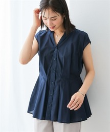 7days Life Styling | お手入れしやすいスキッパータックペプラムブラウス（接触冷感・イージーケア・UVカット・ウォッシャブル）＜大きいサイズ有＞(シャツ/ブラウス)