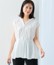 7days Life Styling | お手入れしやすいスキッパータックペプラムブラウス（接触冷感・イージーケア・UVカット・ウォッシャブル）＜大きいサイズ有＞(シャツ/ブラウス)