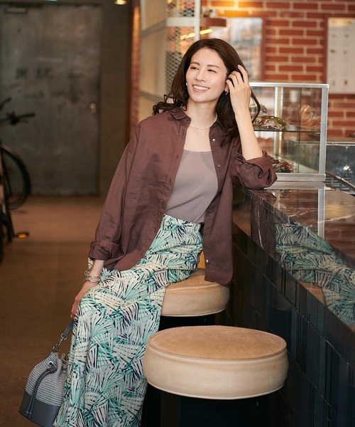 Jines(ジネス)の「AMARAボタニカルプリント ロングスカート(スカート・レディース・グリーン・38)」の7枚目の写真